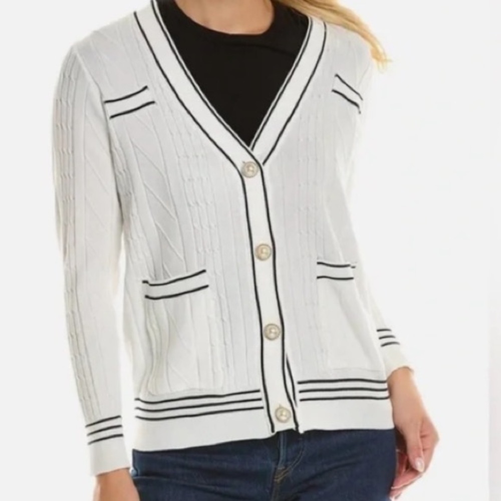 Nanette Lepore Sport Stripe Cardigan Sz M